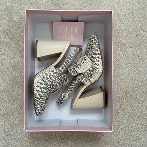 Louise et Cie Lolisa Slingback Pumps – Arles Snake Grey/Cream Textured Block Hee